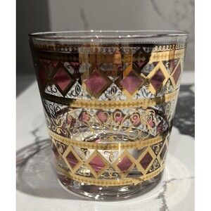 West Virginia Glass Co Rainier Old Fashion Gold Cranberry Diamond Pattern Set 2